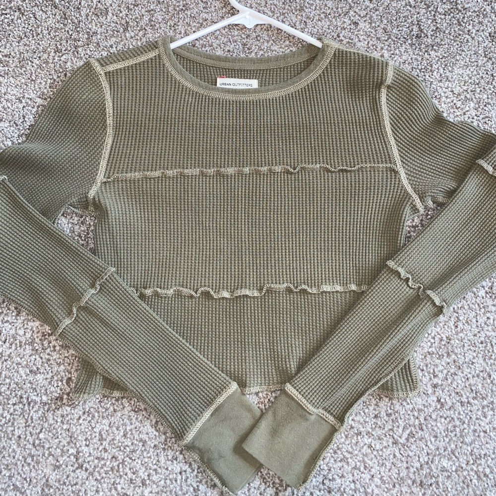 Urban Outfitters Green Long Sleeve Crop Top